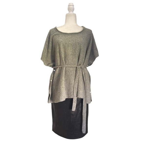 Portolano Wool Cashmere Sweater Top With Waist Tie - Picture 3 of 8